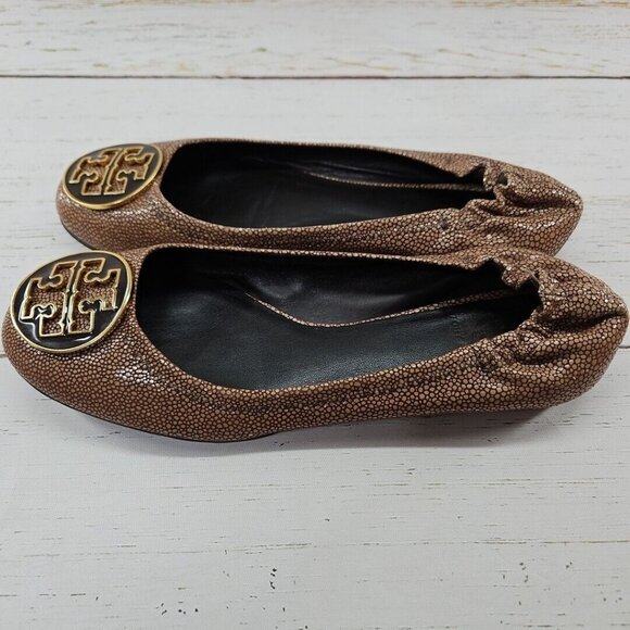Tory Burch Reva Coconut Brown Stingray Leather Ballet Flats Womens Size‎ 8 - Picture 3 of 12
